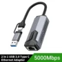Adaptador Placa de Rede USB-C/A RJ45/Ethernet 5Gbps