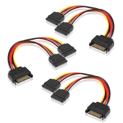 Cabo Sata Power 15Pin Extensor/Splitter 2xFemea 15Pin 90º 20cm