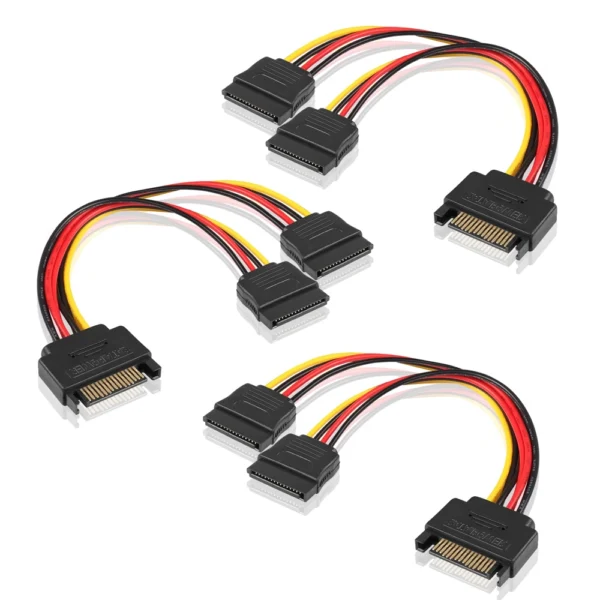 Cabo Sata Power 15Pin Extensor/Splitter 2xFemea 15Pin 90º 20cm