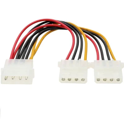 Cabo Splitter Molex 1x Fêmea para 2x Machos 4-Pin IDE – Alimentação 12V/5V