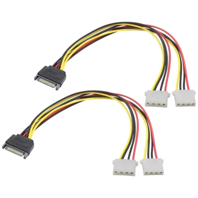 Cabo Splitter Sata 15-Pin Para 2x Molex 4-Pin 20cm