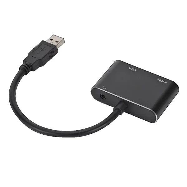 Hub USB 3.0 para HDMI e VGA – Adaptador de Vídeo Full HD 1080p para Portáteis e PCs