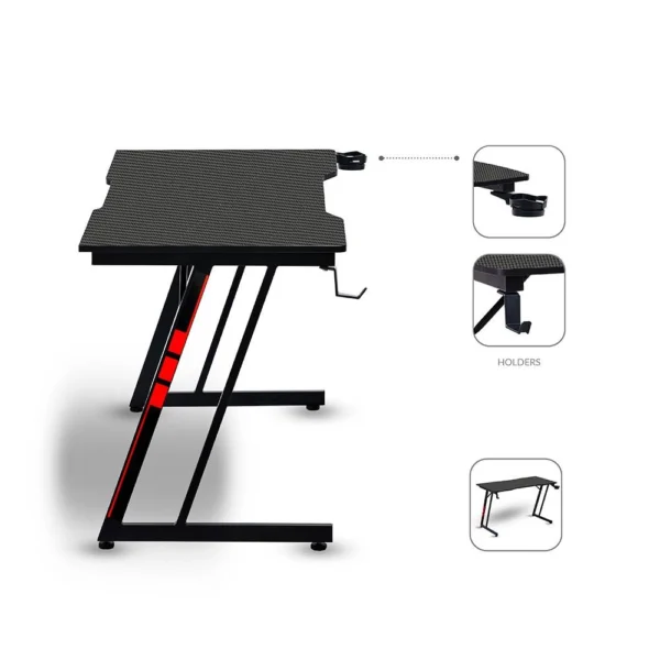 Secretária Gaming Napofix Zeti GD2200 (120x60cm) Preta