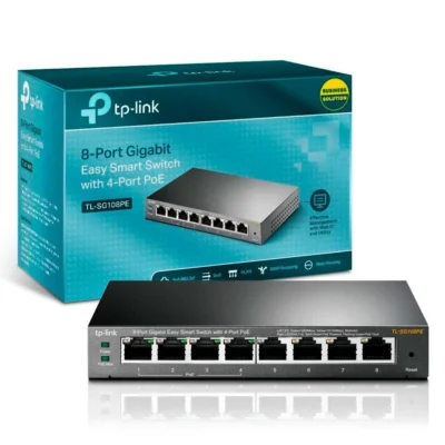 Switch 8 Portas TP-Link TL-SG108PE Gigabit Easy Smart 4xPOE 64W Metal