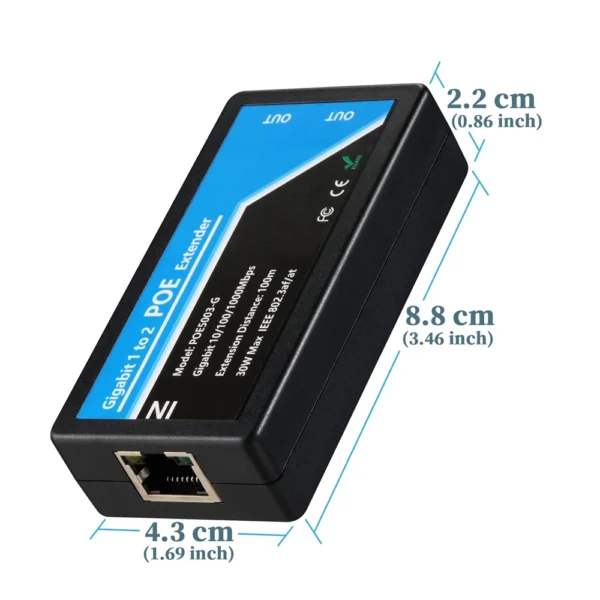 Switch PoE Extender 2 Portas – 10/100 Mbps, 48V, 15.4W, Até 100m