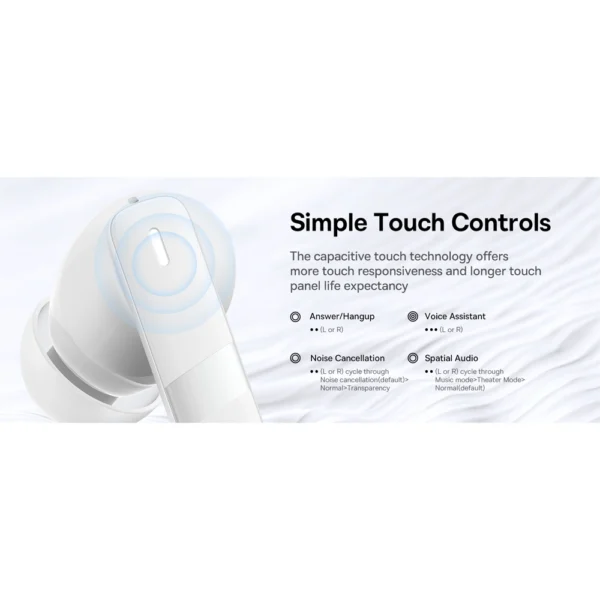 Auriculares Baseus Bowie E20 TWS Bluetooth 5.3, 33h de Bateria, ENC, IPX5 – Branco 6932172655983