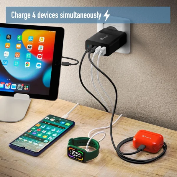 Carregador USB 100W NGS BUD GAN Ultrarrápido 2USB-C + 2USB-A Preto 435430624694