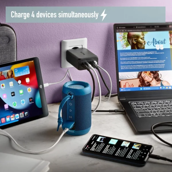 Carregador USB 240W NGS BUD GAN Ultrarrápido 3USB-C + 1USB-A Preto 435430626384