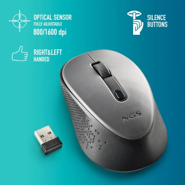 Rato Sem Fios NGS Dew Com Botões Silenciosos Cinza 435430623925