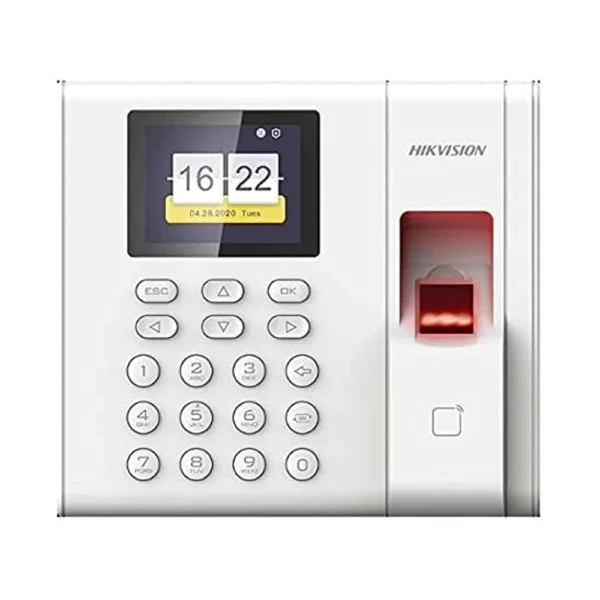 Terminal Biométrico Hikvision DS-K1A8503MF-B 2.4" LCD, Impressão Digital, Cartão Mifare, RJ45, USB, Bateria 3h