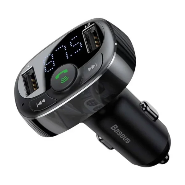 Transmissor FM de Isqueiro Baseus S-09A 3.4A Dual USB-A + Carregador/Bluetooth/MicroSD Preto 6932172626976