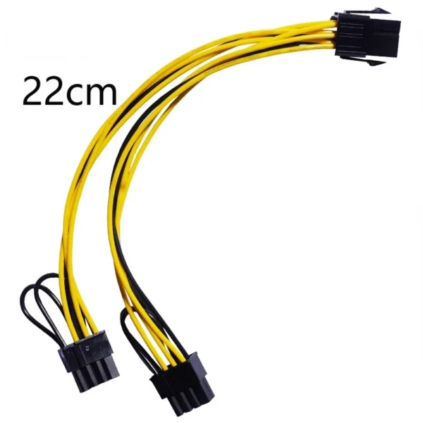 Cabo 6-Pin PCI-E Para 2x 8-Pin (6+2) Motherboard / GPU 22cm 6-PIN-TO-DUAL-8-PIN/6+2