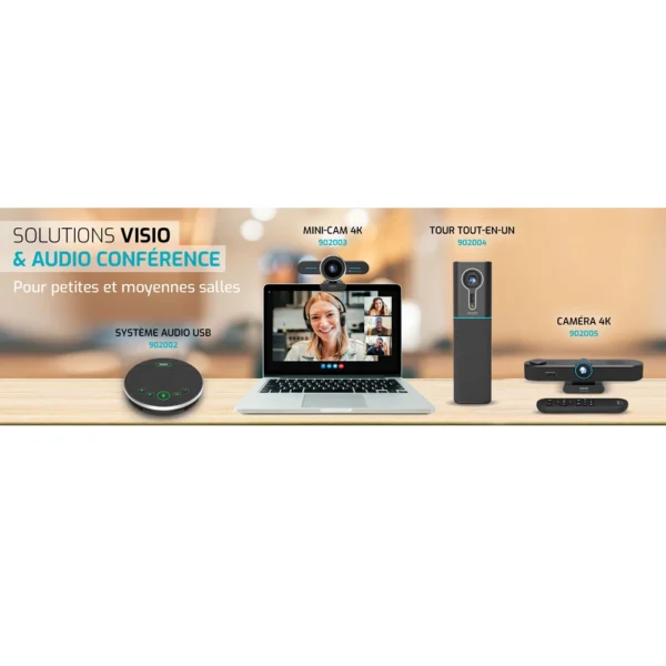 Torre de Videoconferência Port Connect 2K UHD All-in-One 902004 Microfone USB Para Videoconfêrencia Port Design 902002
