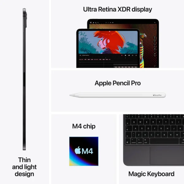 Apple iPad Pro 13" M4 256GB Wi-Fi 6E + 5G Cellular XDR Display Space Black MVXR3LL/A