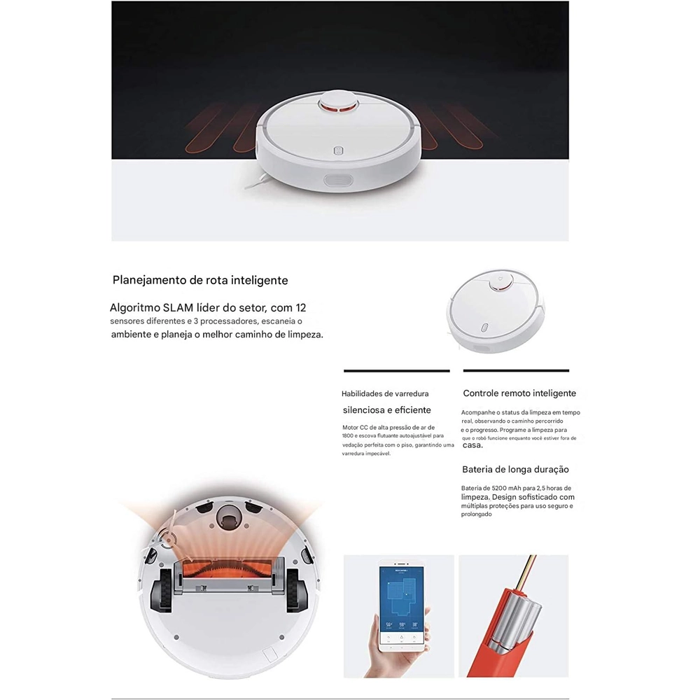 Aspirador de Pó Inteligente Xiaomi Mi Robot Vacuum 4 Aspirador de Pó Inteligente Xiaomi Mi Robot Vacuum - Image 4