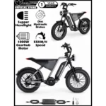 Bicicleta Elétrica Wind Horse D3 55 Km/h Motor de 1000W Autonomia de 85Km