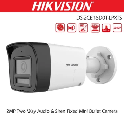 Câmera Bullet Hikvision DS-2CE16D0T-LPXTS 2MP FHD Áudio e Sirene