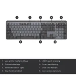 Teclado Mecânico Logitech MX Mechanical Bluetooth Clicky, US 920-010757