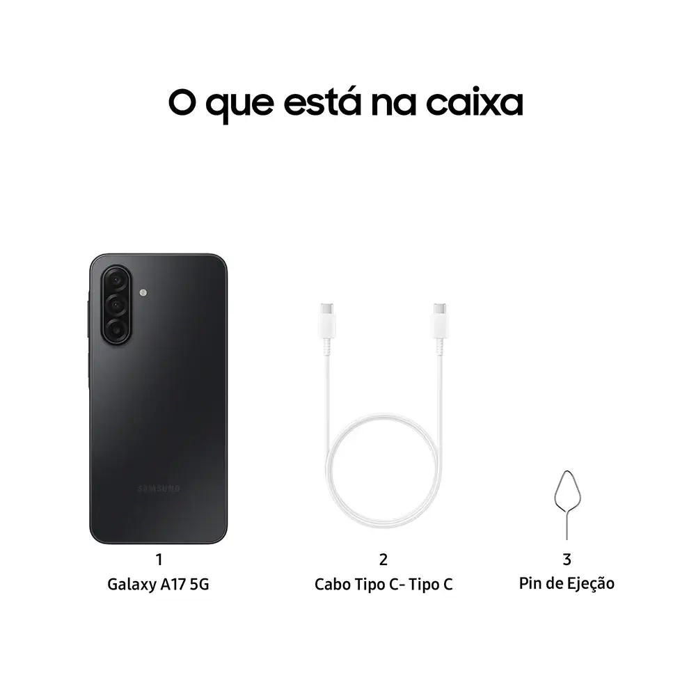 Smartphone Samsung Galaxy A17 6.7" 128GB / 4GB Preto 8 Smartphone Samsung Galaxy A17 128GB / 4GB Preto – Ecrã 6.7" Super AMOLED 90Hz, Câmara Tripla 50MP e 6 Anos de Atualizações SM-A175FZKNMEA