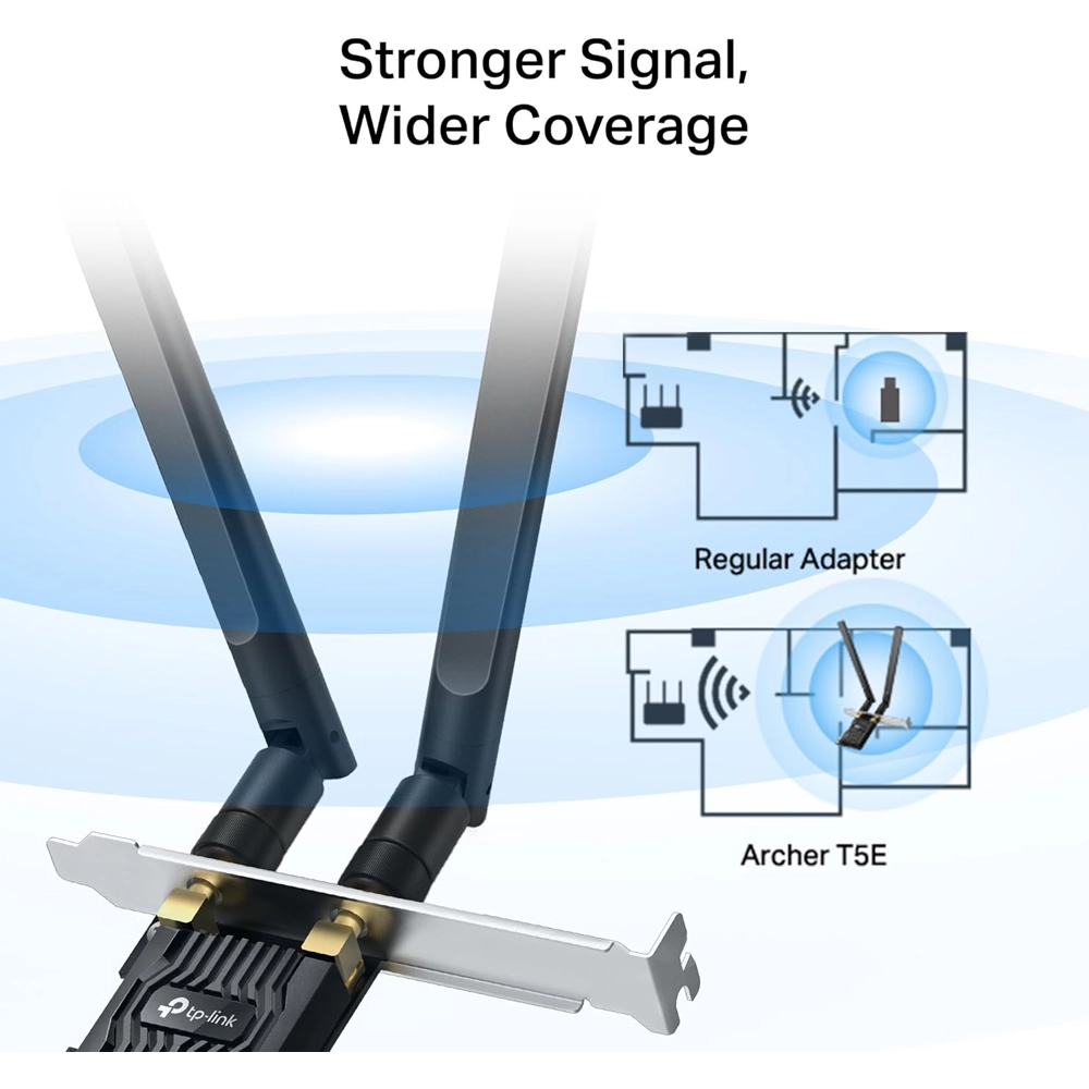 TP-Link Archer T5E AC1200 – Placa de Rede PCIe Wi-Fi Dual-Band + Bluetooth 4.2 3 Placa de Rede TP-Link Archer T5E AC1200 Wi-Fi Dual Band + Bluetooth 4.2 | PCIe de Alta Velocidade e Baixa Latência