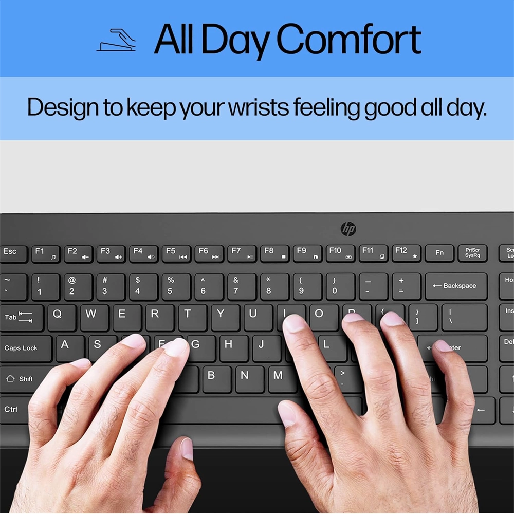 Teclado Com Fios HP 150 USB Preto – Ergonómico, Silencioso 4 Teclado com Fios HP 150 USB Preto – Design Ergonómico, Escrita Silenciosa e Layout Completo (664R5AA)