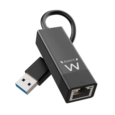 Adaptador USB 3.0 para Ethernet Gigabit RJ45 | Ewent EW1017  Preto | Placa de Rede Externa Gigabit