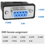 Cabo Adaptador DB9 Serial RS232 Fêmea para USB 2.0 Fêmea | 25cm | Conversor de Dados | Ideal para PLCs, Impressoras e Modems