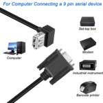 Cabo Adaptador DB9 Serial RS232 Fêmea para USB 2.0 Fêmea | 25cm | Conversor de Dados | Ideal para PLCs, Impressoras e Modems