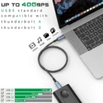 Cabo Thunderbolt 4 USB-C 2M | 240W Power Delivery | 40Gbps Dados | Vídeo 8K @ 60Hz | Compatível com Mac, Windows e iPhone 15/16
