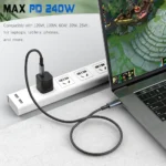 Cabo Thunderbolt 4 USB-C 2M | 240W Power Delivery | 40Gbps Dados | Vídeo 8K @ 60Hz | Compatível com Mac, Windows e iPhone 15/16