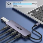 HUB USB-C 5 Portas | 4x USB-C + 1x USB-A 3.2 | Velocidade 10Gbps | Power Delivery 100W | Estação de Dados Ultra-Rápida