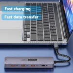 HUB USB-C 5 Portas | 4x USB-C + 1x USB-A 3.2 | Velocidade 10Gbps | Power Delivery 100W | Estação de Dados Ultra-Rápida