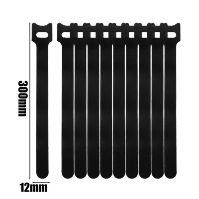 Organizador de Cabo Velcro Reutilizáveis 12x300mm 10Pcs Preto