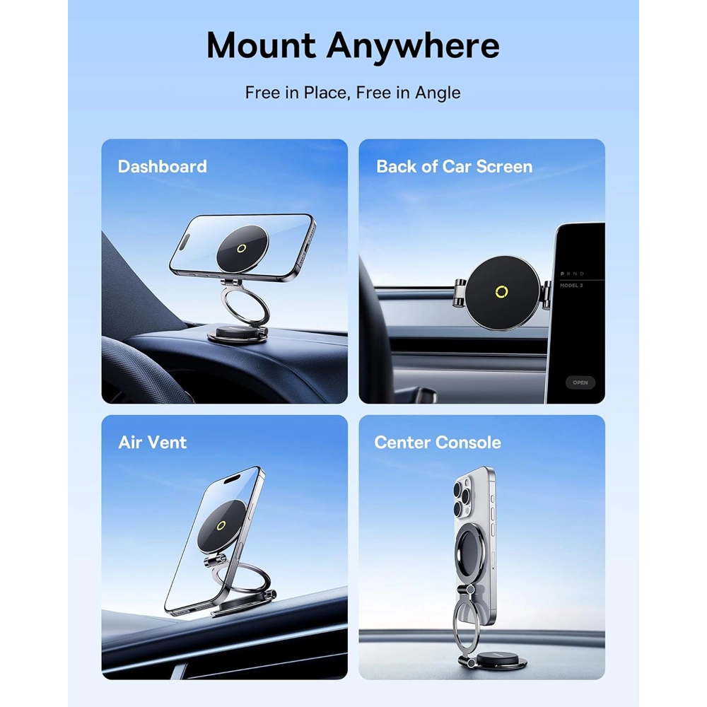 Suporte Para Smartphone Magnético (MagSafe) Baseus MagPro II 5 Suporte Automóvel Magnético Baseus MagPro II Tablier | MagSafe | 20 Ímanes N56 | Estrutura All-Metal Triarticulada | Rotação 360º 932172646943