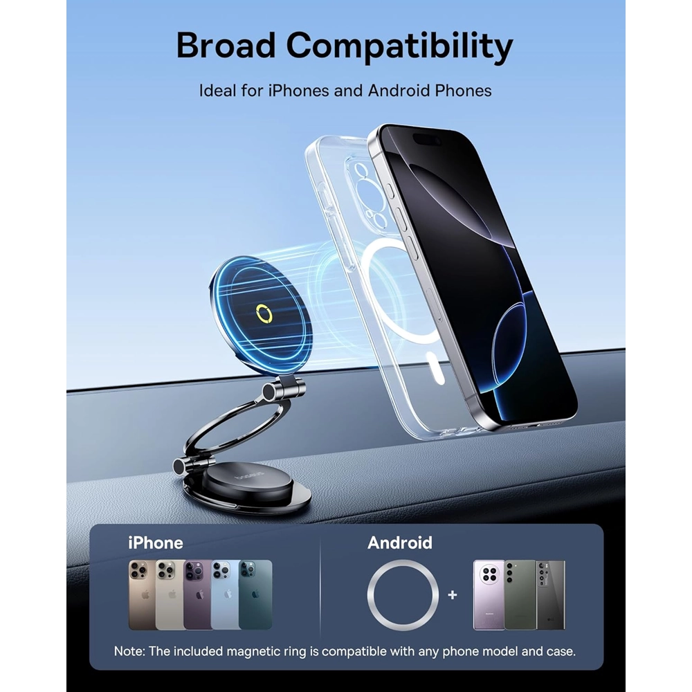 Suporte Para Smartphone Magnético (MagSafe) Baseus MagPro II 4 Suporte Automóvel Magnético Baseus MagPro II Tablier | MagSafe | 20 Ímanes N56 | Estrutura All-Metal Triarticulada | Rotação 360º 932172646943